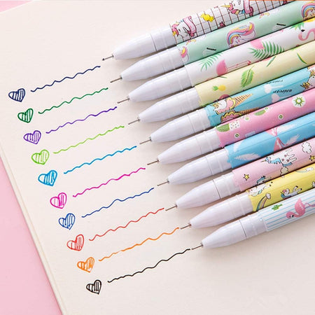 Cute Color Pens for Women Colorful Gel Ink Pen Set Unicorn Flamingo Pens Multicolor Gel Ink Roller Ball Pens for Kids Girls Children Students Teens Gifts 10 Pcs (0.5 Mm)