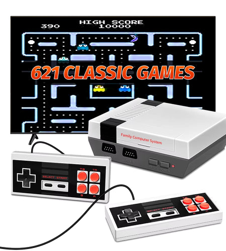 Retro Family HD Video Classic Game Console Built-In 621 Games HD Output with Two Wired Controller TF Card Loading Games