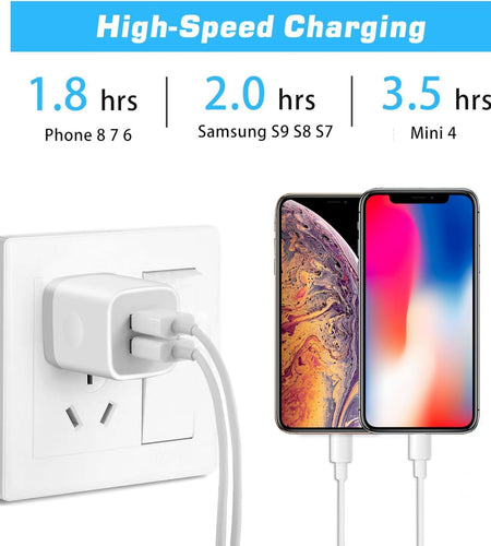 USB Wall Charger,4-Pack 2.1A Dual Port USB Cube Power Adapter Wall Charger Plug Charging Block Cube for Phone 8/7/6 Plus/X, Pad, Samsung Galaxy S5 S6 S7 Edge,Lg, Android (White)