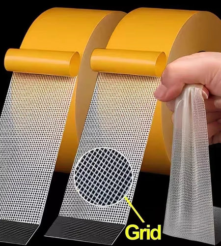 Super Thin Strong Fixation Double Sided Adhesive Tape Heavy Duty Translucent Mesh Waterproof Traceless Powerful Grid Carpet Tape