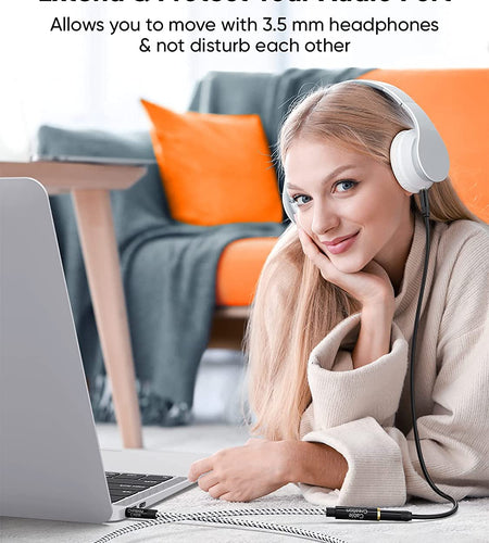 3.5Mm Headphone Extension Cable,  3.5Mm Male to Female Stereo Audio Cable for Phones, Headphones, Speakers, Tablets, Pcs, MP3 Players and More, (10Ft/3M)